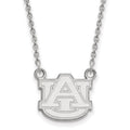 Sterling Silver Rhodium-plated LogoArt Auburn University Small Pendant 18 inch Necklace