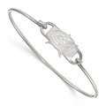 Sterling Silver Rhodium-plated NHL LogoArt Columbus Blue Jackets Small Center 7 inch Wire Bangle