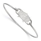 Sterling Silver Rhodium-plated NHL LogoArt Columbus Blue Jackets Small Center 7 inch Wire Bangle
