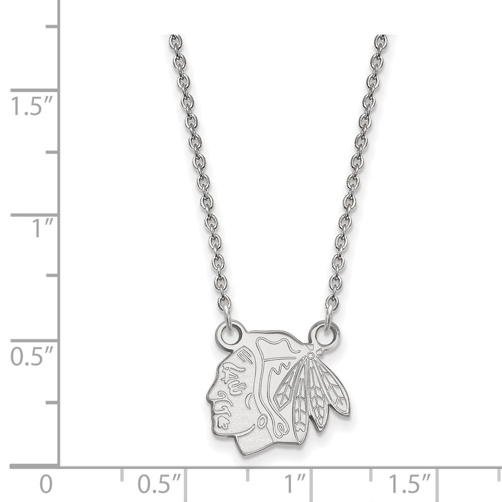 14k White Gold NHL LogoArt Chicago Blackhawks Small Pendant 18 inch Necklace