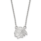 10k White Gold NHL LogoArt Chicago Blackhawks Small Pendant 18 inch Necklace