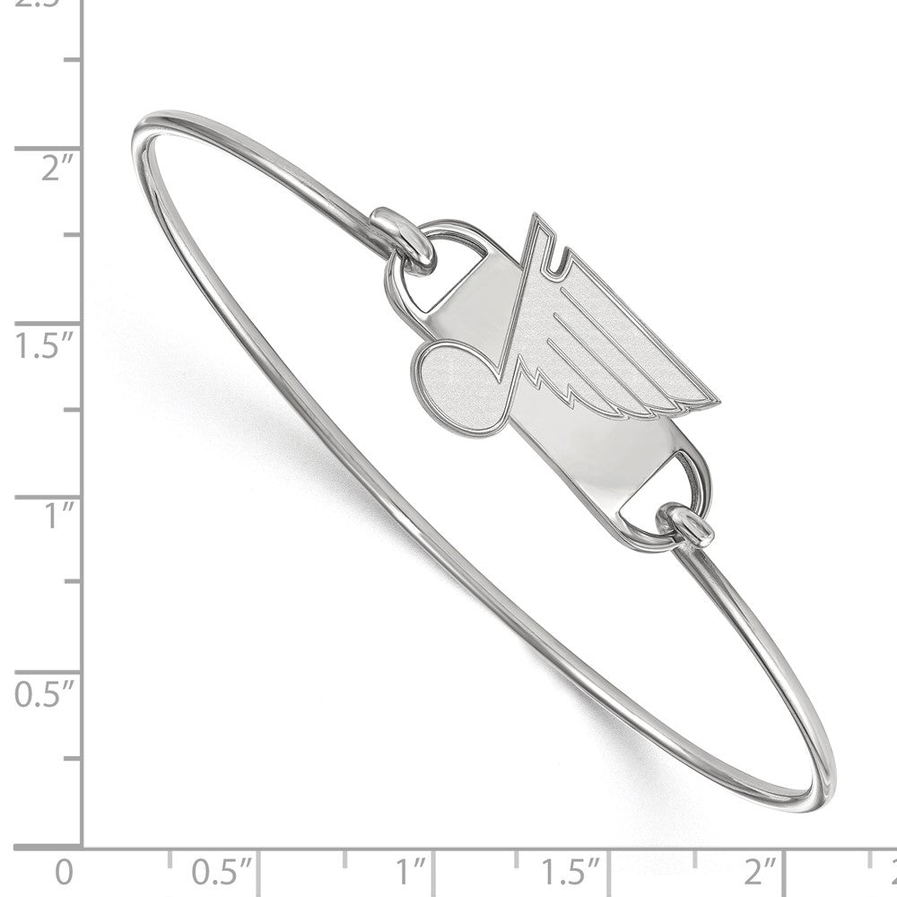 Sterling Silver Rhodium-plated NHL LogoArt St. Louis Blues Small Center 8 inch Wire Bangle