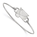 Sterling Silver Rhodium-plated NHL LogoArt St. Louis Blues Small Center 8 inch Wire Bangle
