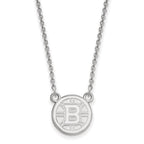 14k White Gold NHL LogoArt Boston Bruins Small Pendant 18 inch Necklace