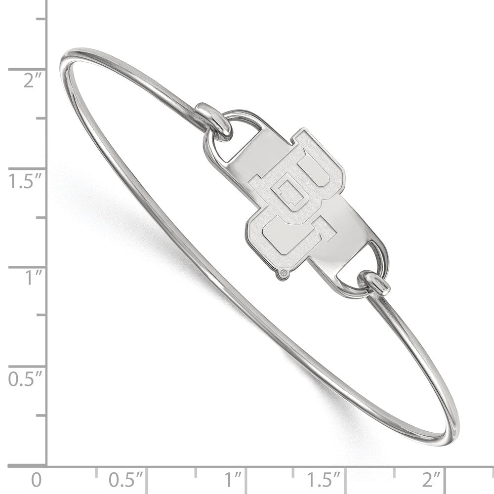 Sterling Silver Rhodium-plated LogoArt Baylor University Bears Small Center 7 inch Wire Bangle