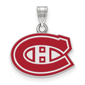 Sterling Silver Rhodium-plated NHL LogoArt Montreal Canadiens Small Enameled Pendant