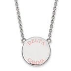Sterling Silver Rhodium-plated LogoArt Delta Gamma Sorority Text Large Color Enamel Pendant 18 inch Necklace