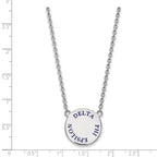 Sterling Silver Rhodium-plated LogoArt Delta Phi Epsilon Sorority Text Large Color Enamel Pendant 18 inch Necklace