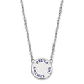 Sterling Silver Rhodium-plated LogoArt Delta Phi Epsilon Sorority Text Large Color Enamel Pendant 18 inch Necklace