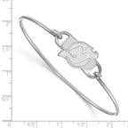 Sterling Silver Rhodium-plated NHL LogoArt New Jersey Devils Small Center 7 inch Wire Bangle