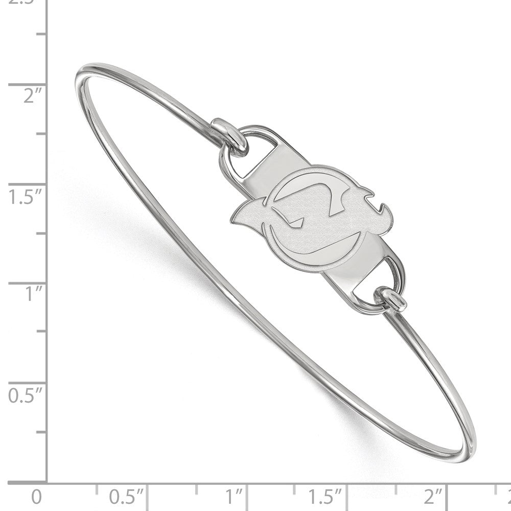 Sterling Silver Rhodium-plated NHL LogoArt New Jersey Devils Small Center 7 inch Wire Bangle
