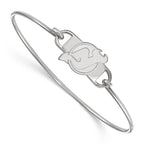 Sterling Silver Rhodium-plated NHL LogoArt New Jersey Devils Small Center 7 inch Wire Bangle