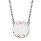 Sterling Silver Rhodium-plated LogoArt Delta Zeta Sorority Text Large Color Enamel Pendant 18 inch Necklace