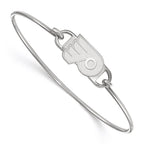 Sterling Silver Rhodium-plated NHL LogoArt Philadelphia Flyers Small Center 7 inch Wire Bangle