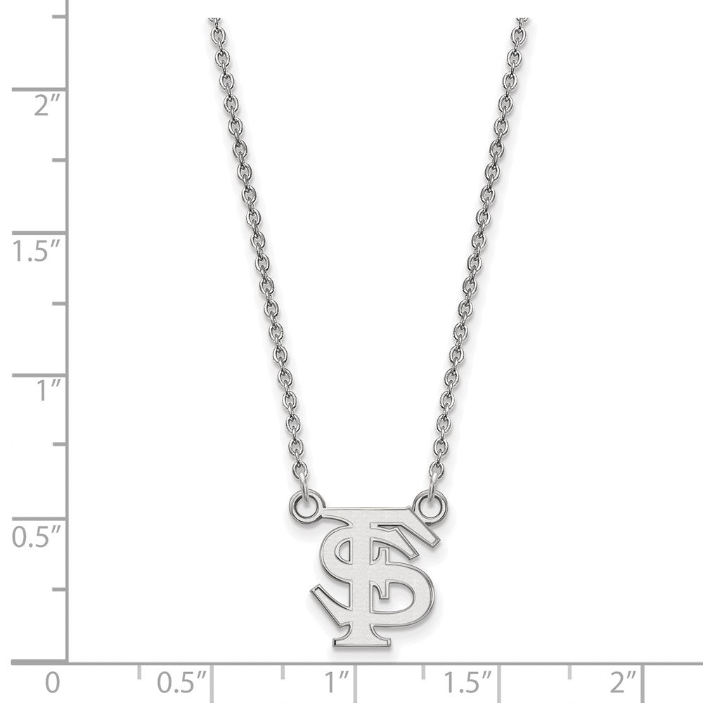 14k White Gold LogoArt Florida State University F-S Small Pendant 18 inch Necklace