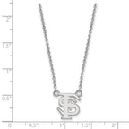 Sterling Silver Rhodium-plated LogoArt Florida State University F-S Small Pendant 18 inch Necklace