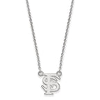 14k White Gold LogoArt Florida State University F-S Small Pendant 18 inch Necklace