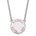 Sterling Silver Rhodium-plated LogoArt Gamma Phi Beta Sorority Text Large Color Enamel Pendant 18 inch Necklace