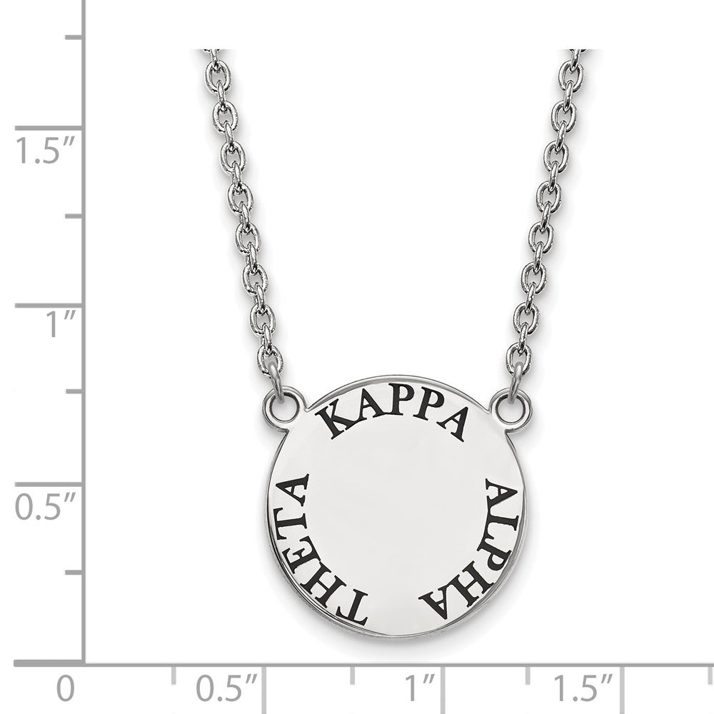 Sterling Silver Rhodium-plated LogoArt Kappa Alpha Theta Sorority Text Large Color Enamel Pendant 18 inch Necklace