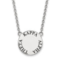 Sterling Silver Rhodium-plated LogoArt Kappa Alpha Theta Sorority Text Large Color Enamel Pendant 18 inch Necklace