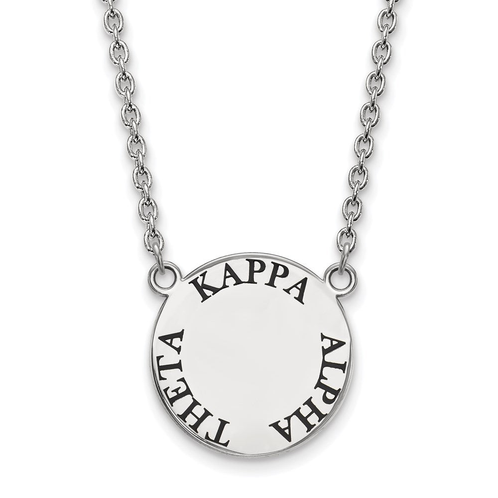 Sterling Silver Rhodium-plated LogoArt Kappa Alpha Theta Sorority Text Large Color Enamel Pendant 18 inch Necklace