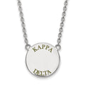 Sterling Silver Rhodium-plated LogoArt Kappa Delta Sorority Text Large Color Enamel Pendant 18 inch Necklace