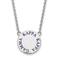 Sterling Silver Rhodium-plated LogoArt Kappa Kappa Gamma Sorority Text Large Color Enamel Pendant 18 inch Necklace