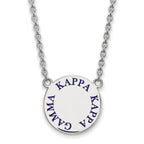 Sterling Silver Rhodium-plated LogoArt Kappa Kappa Gamma Sorority Text Large Color Enamel Pendant 18 inch Necklace