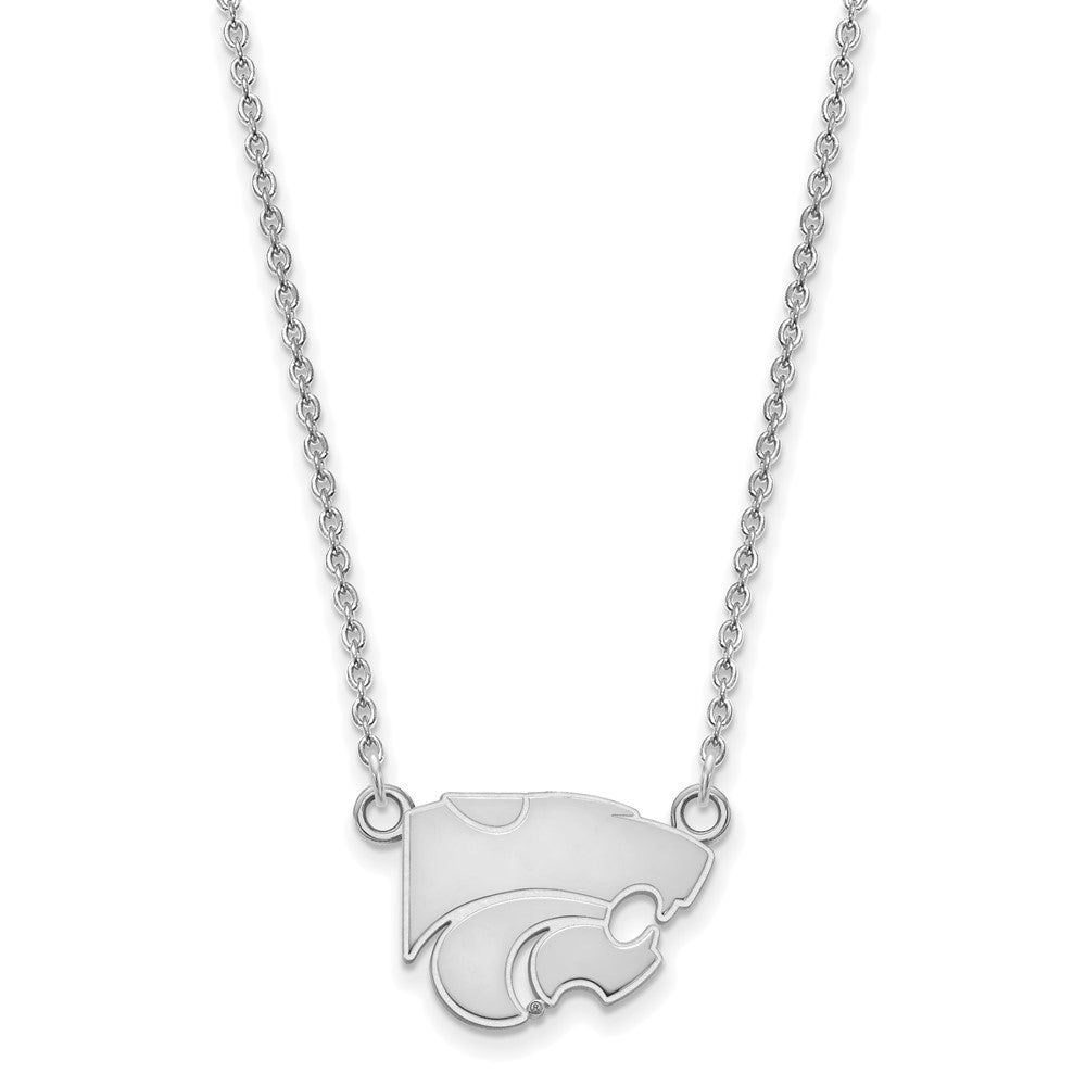 14k White Gold LogoArt Kansas State University Wildcat Small Pendant 18 inch Necklace