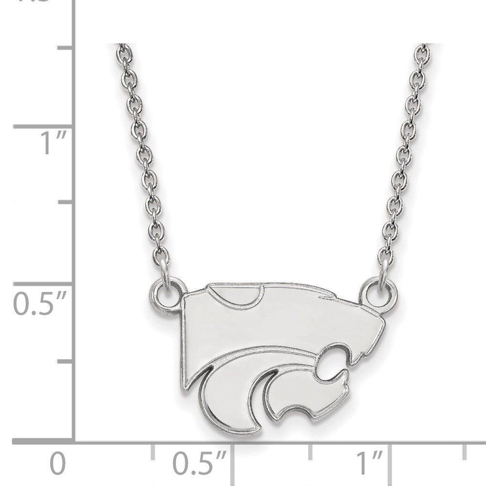 14k White Gold LogoArt Kansas State University Wildcat Small Pendant 18 inch Necklace