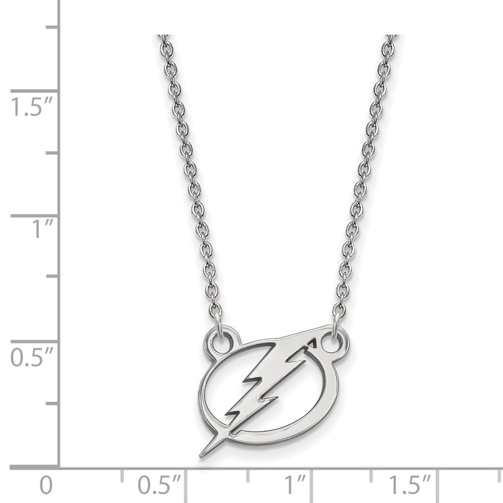 Sterling Silver Rhodium-plated NHL LogoArt Tampa Bay Lightning Small Pendant 18 inch Necklace