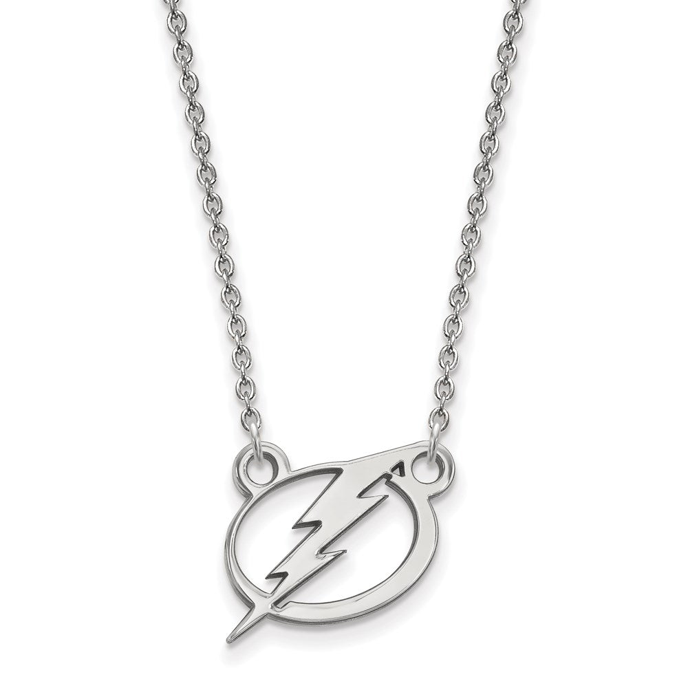 10k White Gold NHL LogoArt Tampa Bay Lightning Small Pendant 18 inch Necklace