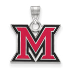 Sterling Silver Rhodium-plated LogoArt Miami University Ohio Letter M Small Enameled Pendant