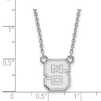 14k White Gold LogoArt North Carolina State University N-C-S Small Pendant 18 inch Necklace