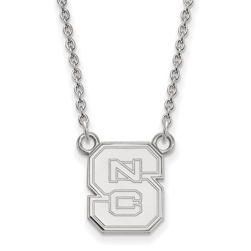 14k White Gold LogoArt North Carolina State University N-C-S Small Pendant 18 inch Necklace