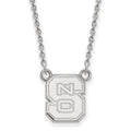 Sterling Silver Rhodium-plated LogoArt North Carolina State University N-C-S Small Pendant 18 inch Necklace
