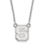 Sterling Silver Rhodium-plated LogoArt North Carolina State University N-C-S Small Pendant 18 inch Necklace