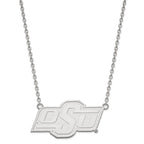 10k White Gold LogoArt Oklahoma State University O-S-U Large Pendant 18 inch Necklace
