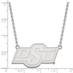 10k White Gold LogoArt Oklahoma State University O-S-U Large Pendant 18 inch Necklace
