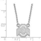 10k White Gold LogoArt The Ohio State University Small Pendant 18 inch Necklace