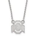 Sterling Silver Rhodium-plated LogoArt The Ohio State University Small Pendant 18 inch Necklace