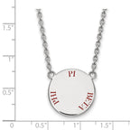 Sterling Silver Rhodium-plated LogoArt Pi Beta Phi Sorority Text Large Color Enamel Pendant 18 inch Necklace
