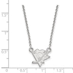 Sterling Silver Rhodium-plated NHL LogoArt Pittsburgh Penguins Small Pendant 18 inch Necklace