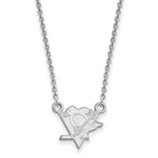 10k White Gold NHL LogoArt Pittsburgh Penguins Small Pendant 18 inch Necklace