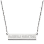 Sterling Silver Rhodium-plated NHL LogoArt Nashville Predators Small Bar 18 inch Necklace