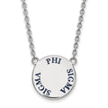 Sterling Silver Rhodium-plated LogoArt Phi Sigma Sigma Sorority Text Large Color Enamel Pendant 18 inch Necklace