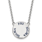 Sterling Silver Rhodium-plated LogoArt Phi Sigma Sigma Sorority Text Large Color Enamel Pendant 18 inch Necklace