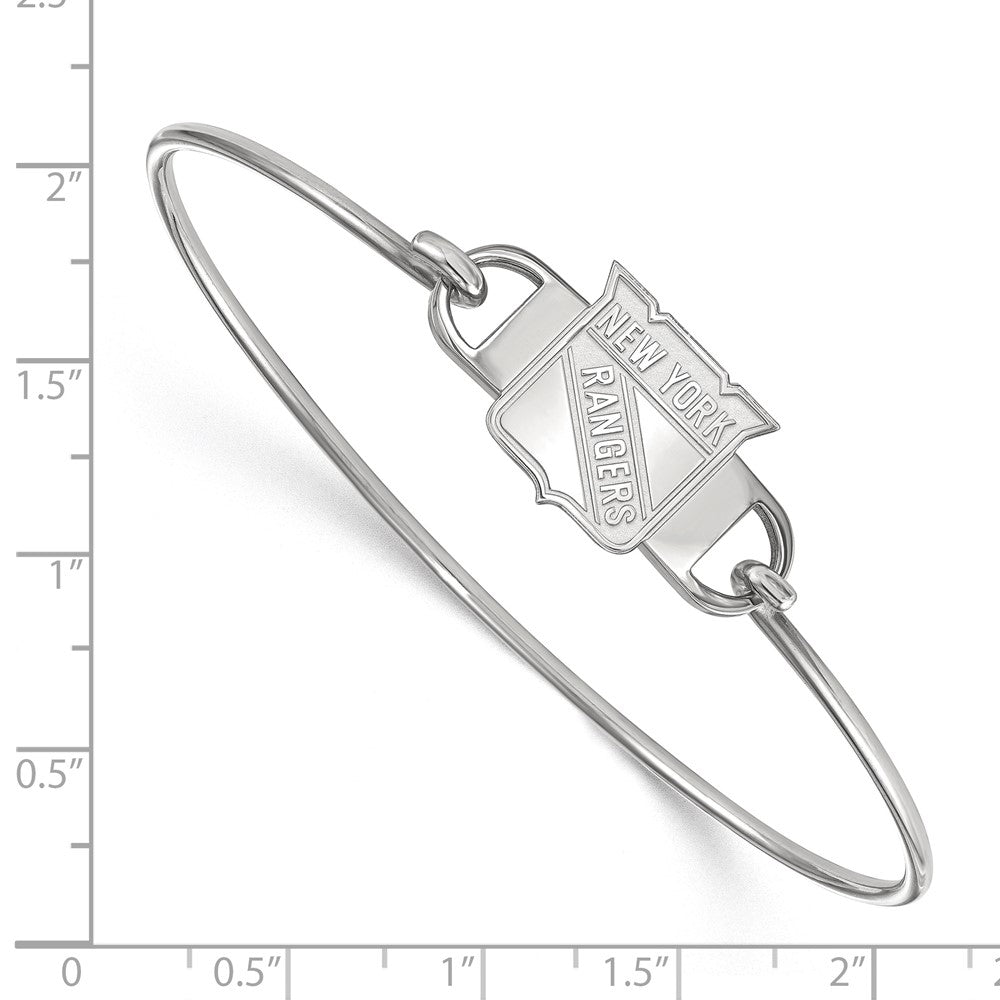 Sterling Silver Rhodium-plated NHL LogoArt New York Rangers Small Center 7 inch Wire Bangle