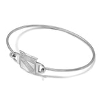 Sterling Silver Rhodium-plated NHL LogoArt New York Rangers Small Center 7 inch Wire Bangle