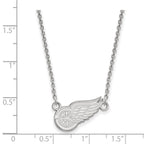14k White Gold NHL LogoArt Detroit Red Wings Small Pendant 18 inch Necklace